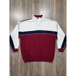QVintage 90s Bugle Boy Mens L Burgundy Colorblock Quarter Snap Sweatshirt